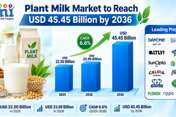 Plant Milk Market to Reach USD 45.45 Billion by 2036