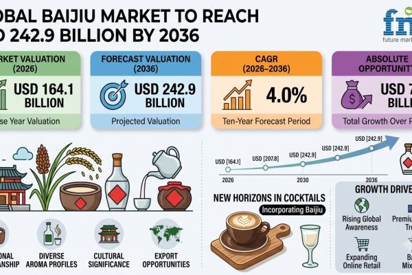 Global Baijiu Market to Reach USD 242.9 Billion by 2036 Driven by Mid-Premium Adoption, Cultural Heritage, and Off-Trade Distribution