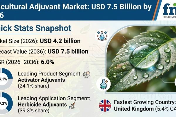 Agricultural Adjuvant Market to Reach USD 7.5 Billion by 2036 Powered by Precision Farming, Resistance Management, and Bio-Based Formulations