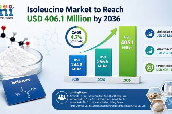 Isoleucine Market to Reach USD 406.1 Million by 2036 Driven by Feed-Grade Fortification, BCAA Sports Nutrition