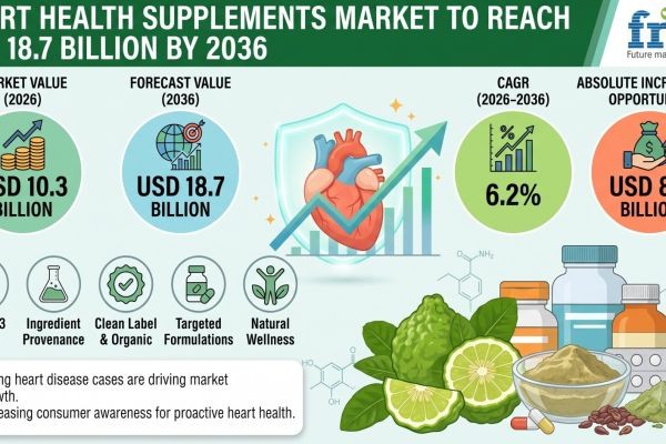 Heart Health Supplements Market to Reach USD 18.7 Billion by 2036 Driven by Preventive Cardiology, Omega-3s, and Bioavailable Softgel Formats