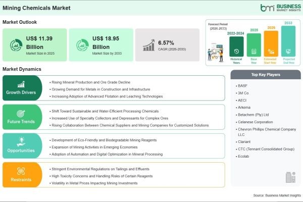 The 2033 Industry Forecast Values the Mining Chemicals Market at US$ 18.95 Billion, Rising from US$ 11.39 Billion in 2025