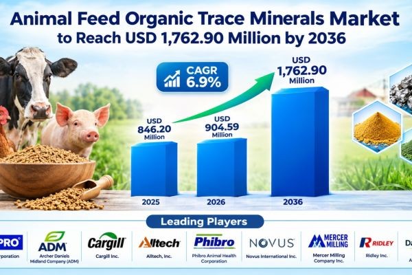 Animal Feed Organic Trace Minerals Market to Reach USD 1,762.90 Million by 2036