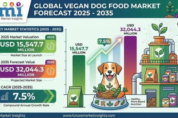 Vegan Dog Food Market Forecast 2025 – 2035: Global Market to Reach USD 32,044.3 Million by 2035 at 7.5% CAGR, Dry Kibble Formats and Hypoallergenic Fo..